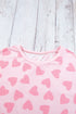 Valentine Heart Shape Print Long Sleeve Top Shorts Lounge Set